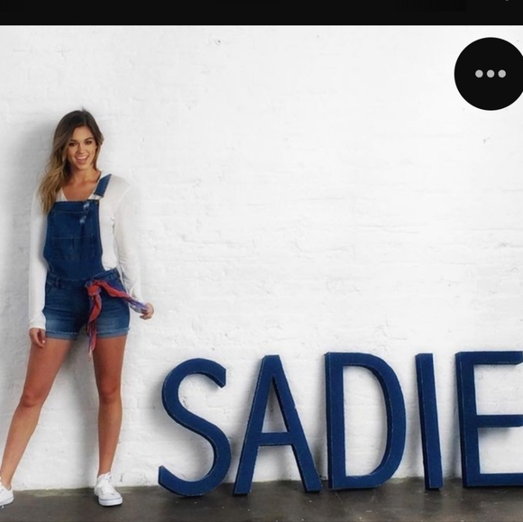 Wild Blue Sadie Robertson Collection Distressed Denim Shortalls Sz L VGUC - Picture 5 of 17